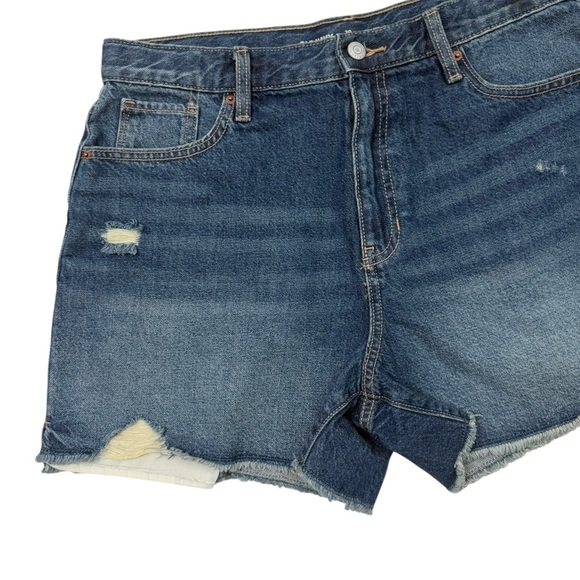 NEW OLD NAVY HIGH-RISE BUILT-IN TOUGH BLUE DISTRESS DENIM SHORTS SIZE 20 - Picture 2 of 8